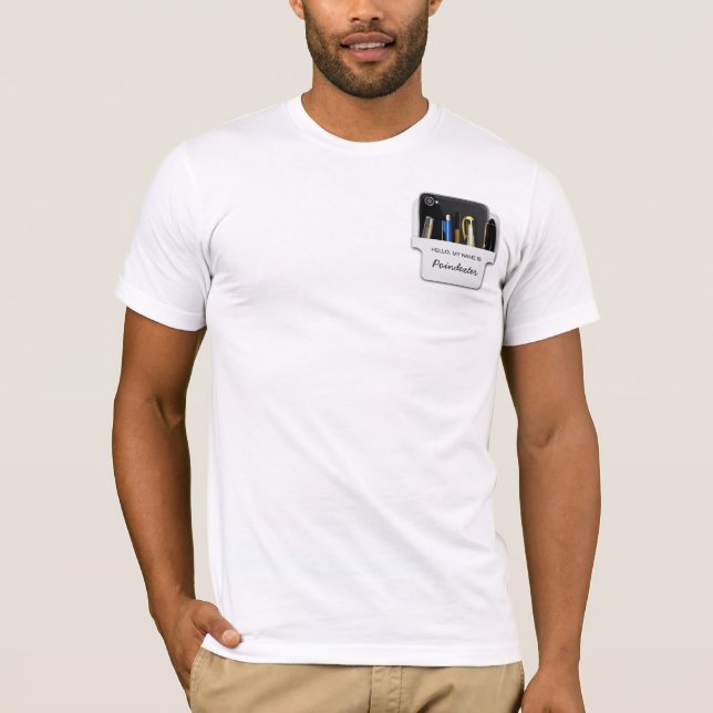 Pocket Protector Geek Hello My Name Is T-Shirt (Front)