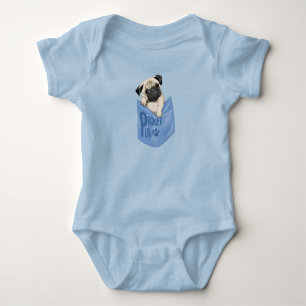 Pocket Pug Blue Baby Bodysuit
