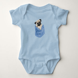Pocket Pug Blue Baby Bodysuit