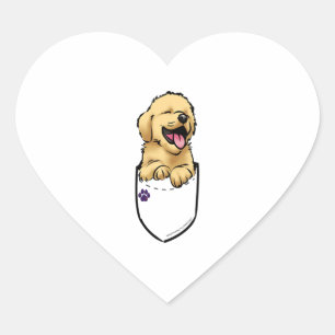 Pocket Puppiez - Golden Retriever  Heart Sticker