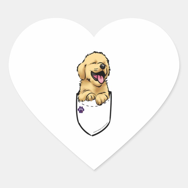 Pocket Puppiez - Golden Retriever  Heart Sticker (Front)