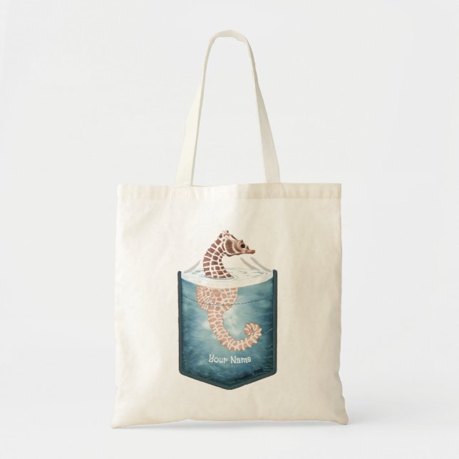 Pocket Seahorse Tote Bag (Front)