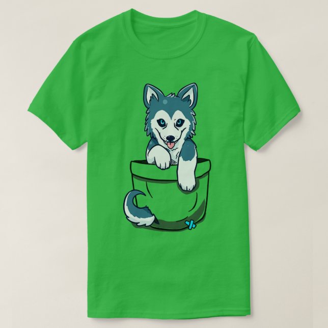 Pocket Siberian Husky  T-Shirt (Design Front)