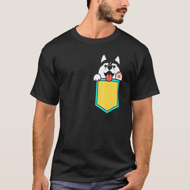 Pocket Siberian Husky T-Shirt (Front)