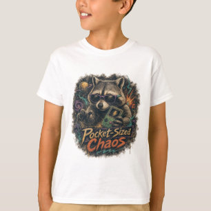 Pocket-Sized Chaos Retro Gaming Racoon Cosmic Spa T-Shirt