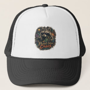 Pocket-Sized Chaos Retro Gaming Racoon Cosmic Spa Trucker Hat