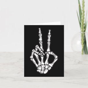 Pocket Skeleton Hand Peace Sign Halloween Hippie H Card