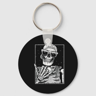 Pocket Skeleton Rockhand Halloween Cool Music Rock Key Ring