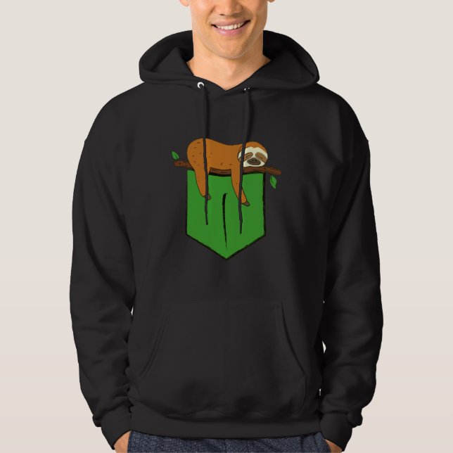 Pocket Sloth Green Pocket Lazy Sloth Hoodie (Front)