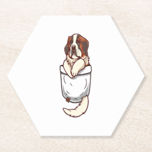 Pocket St Bernard Puppy  Paper Coaster