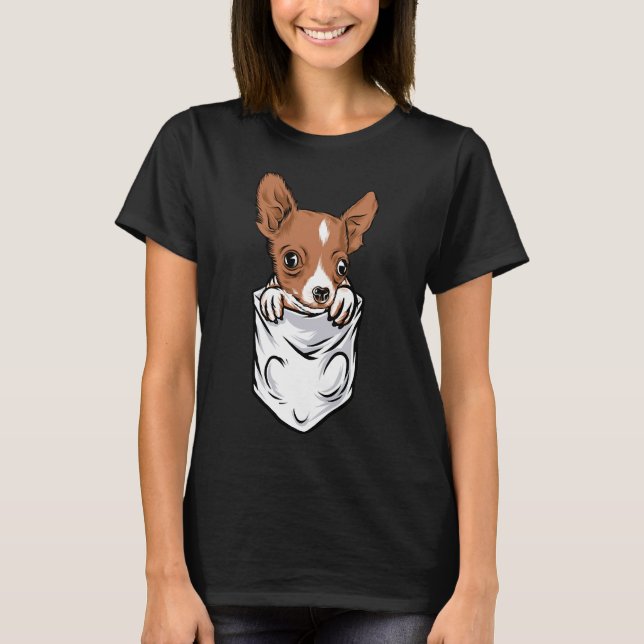 Pocket Style Adorable Chihuahua Puppy And Cute T-Shirt (Front)