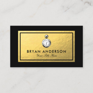 Pocket Watch - Faux Gold Foil Business Card