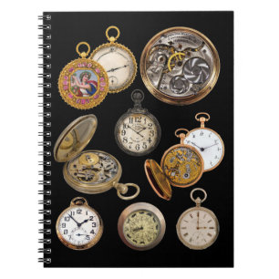 Pocket Watches Time Steampunk Objects Collage Notebook