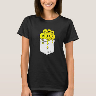 Pocket Yellow Smile Faces Melting Happiness Graphi T-Shirt