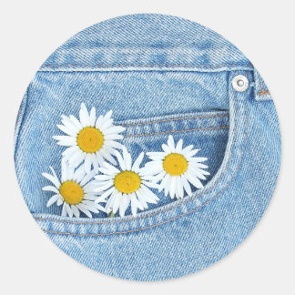 Pocketful of daisies classic round sticker