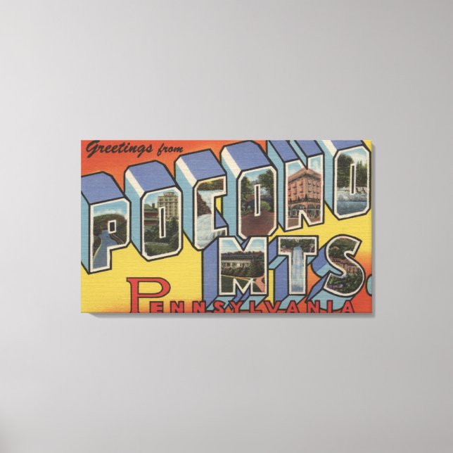 Pocono Mountains - Large Letter Scenes Canvas Print (Front)