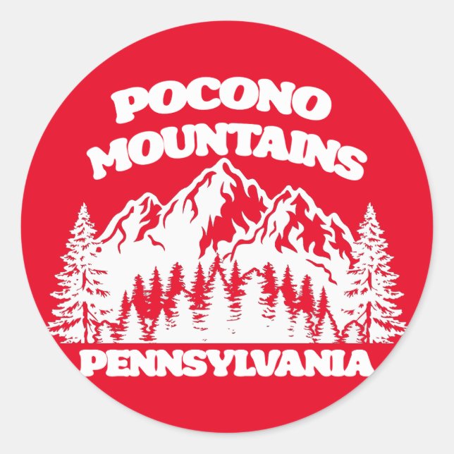Pocono Mountains Pennsylvania Classic Round Sticker (Front)