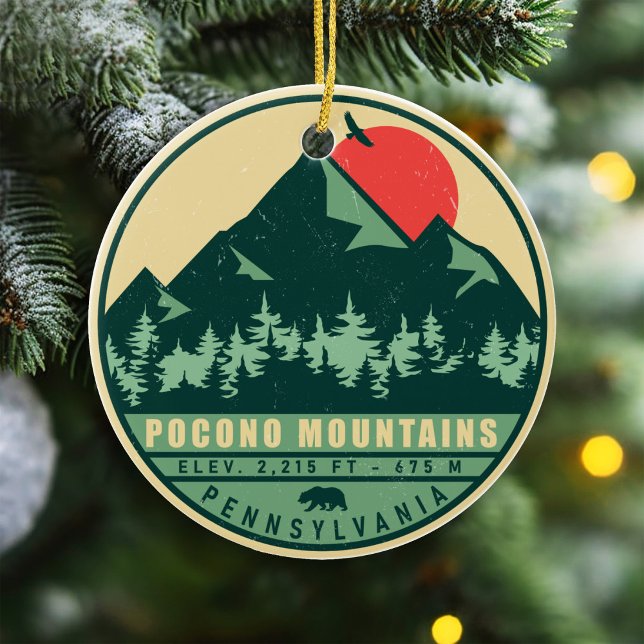 Pocono Mountains Pennsylvania Hiking Sunset Ceramic Tree Decoration (Creator Uploaded)