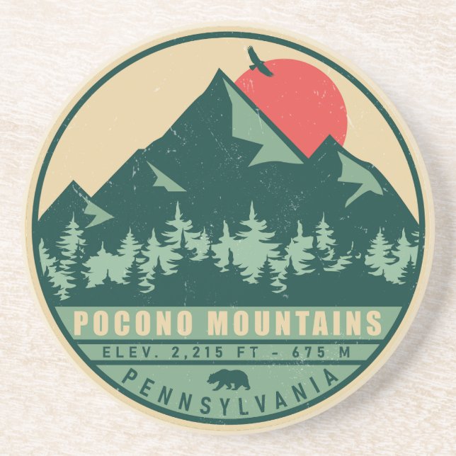 Pocono Mountains Pennsylvania Hiking Sunset Coaster (Front)