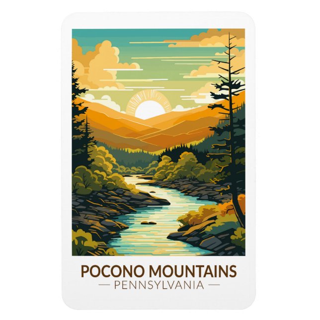 Pocono Mountains Pennsylvania Travel Art Vintage Magnet (Vertical)