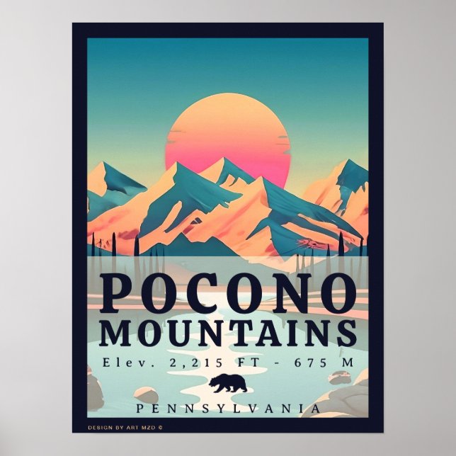 Pocono Mountains Pennsylvania Vintage Souvenirs Poster (Front)