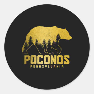 Poconos Pennsylvania Bear Hiking Vintage Pocono Mo Classic Round Sticker