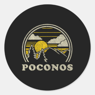 Poconos Pennsylvania Pa T Shirt Vintage Hiking Mou Classic Round Sticker