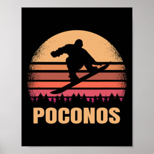 Poconos Pennsylvania Snowboarding Outdoor Vintage Poster