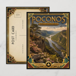 Poconos Pennsylvania Vintage Art Deco Golden Age Postcard