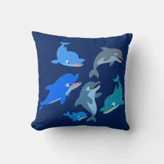 Pod of Cute Cartoon Dolphins Cushion