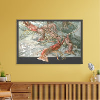 Pod of Lobsters in the Ocean, Vintage Art Nouveau