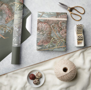 Pod of Lobsters in the Ocean, Vintage Art Nouveau Wrapping Paper