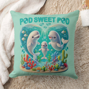 "Pod Sweet Pod" Whale Family Cushion