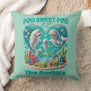 "Pod Sweet Pod" Whale Family Customisable Cushion