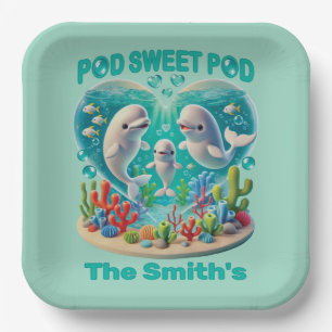 "Pod Sweet Pod" Whale Family Paper Plate