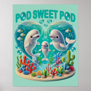 "Pod Sweet Pod" Whale Family Poster