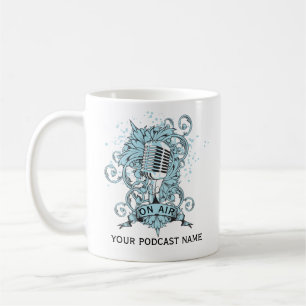 Podcast Name Blue Microphone Coffee Mug
