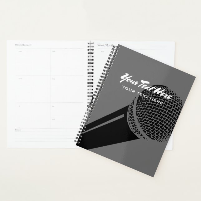 Podcast planner agenda with microphone logo design (Display)