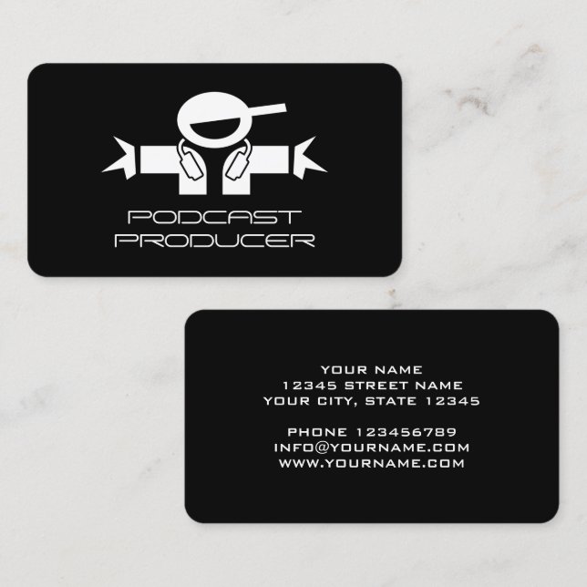 Podcast Producer Business Card Template (Front/Back)