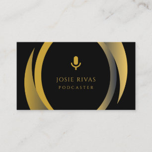 Podcaster, Podcast Black & Gold  Business Card