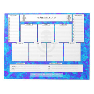 Podcasting weekly planner with monthly goals notepad