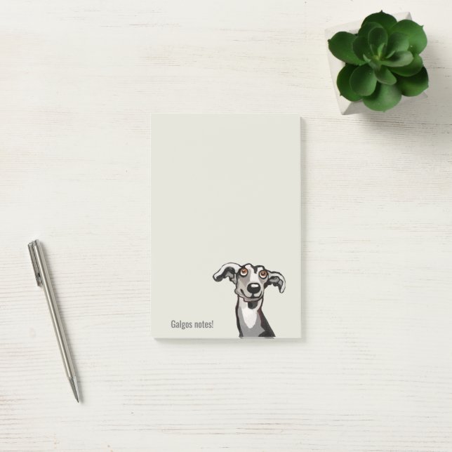 Podenco and Galgo drawing black and white and grey Post-it Notes (Office)