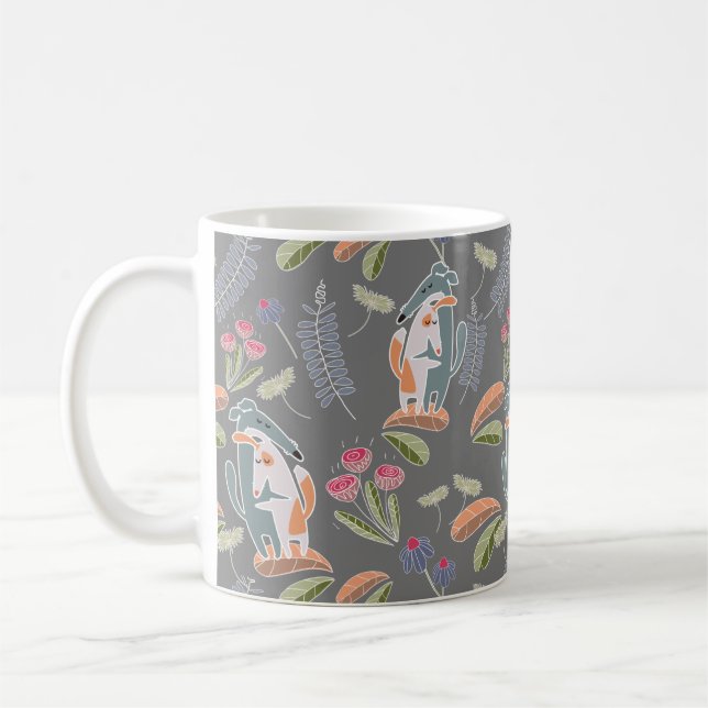 Podenco dog and Galgo Pretty Grey Cartoon Coffee Mug (Left)