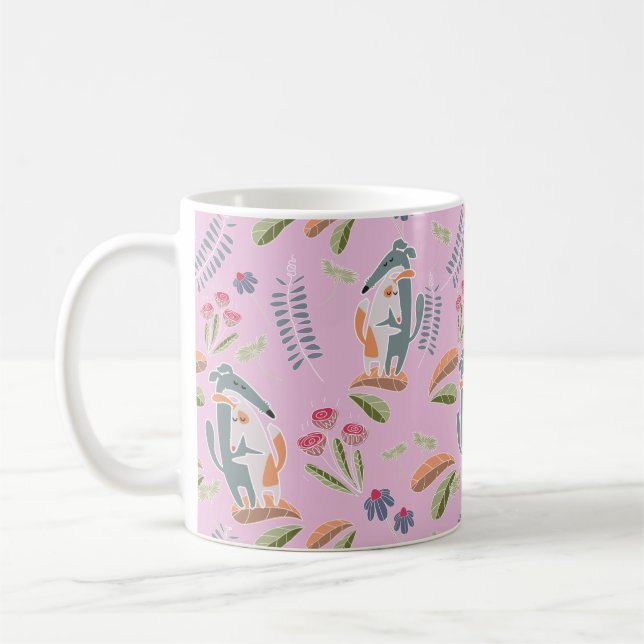 Podenco dog and Galgo Pretty Lilac Pink Coffee Mug (Left)