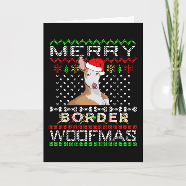 Podenco Greyhound Dog Christmas Gift Idea Card (Front)