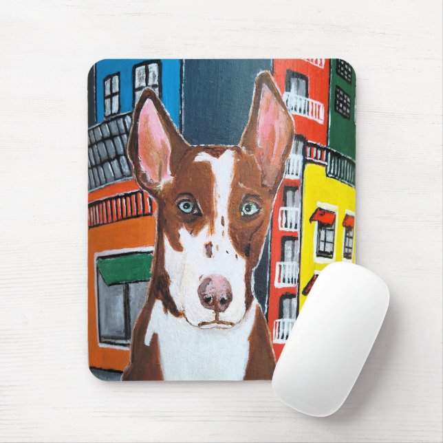 Podenco in Town Painting by Alfred Fox Mouse Mat (With Mouse)