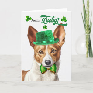 Podengo Dog Feelin' Lucky St Patrick's Day Holiday Card