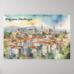 Podgorica Montenegro Panorama View Poster
