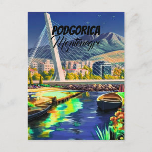 Podgorica Poster Montenegro Vintage Travel Print W Postcard