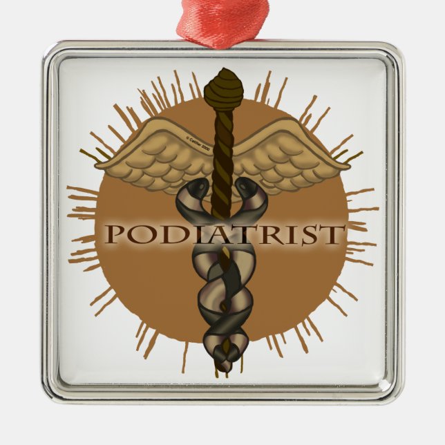 Podiatrist Caduceus Premium Square Ornament (Front)